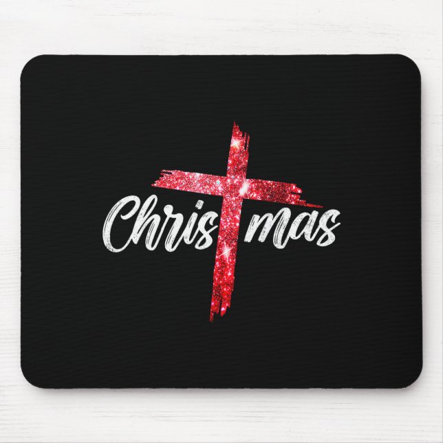 Merry Christmas Jesus Christian Cross Xmas Pajamas Mouse Mat (Front)
