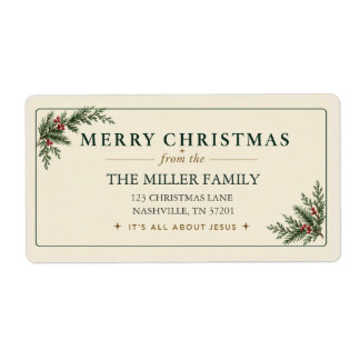 Merry Christmas Jesus Editable Address Label