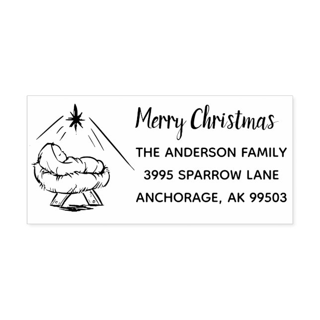 Merry Christmas Jesus in Manger Self-inking Stamp (Design)