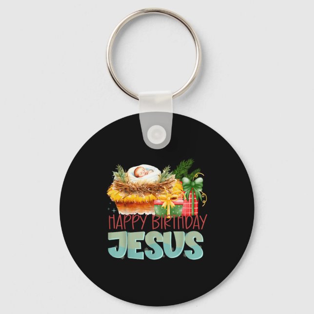 Merry Christmas Jesus Is The Gift To The World Chr Key Ring (Front)