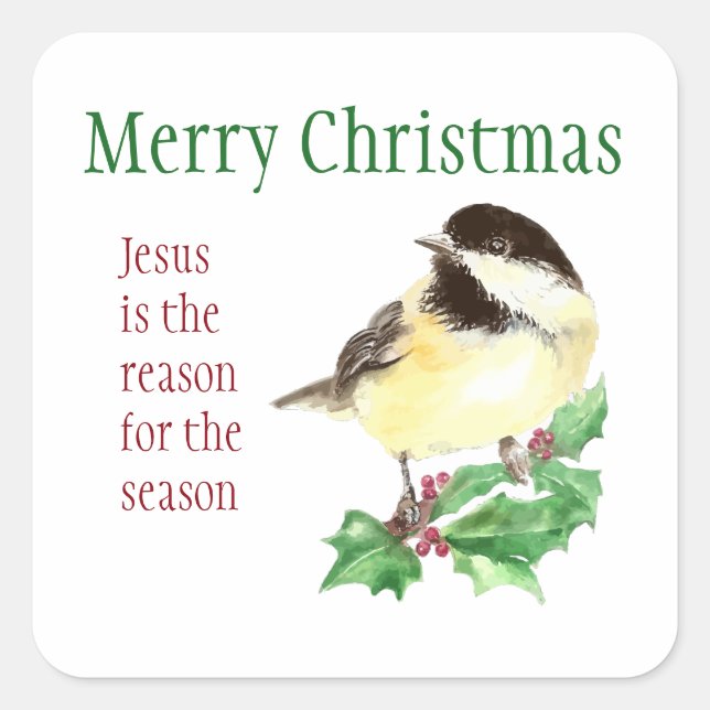 Merry Christmas Jesus is the Reason for the Season Square Sticker (Front)