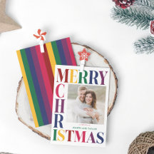 Merry Christmas Jewel Tone Typography Square Photo