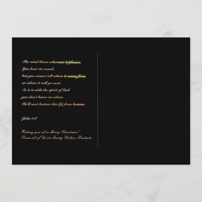 Merry Christmas John 3:8 Bible Verse Postcard (Back)