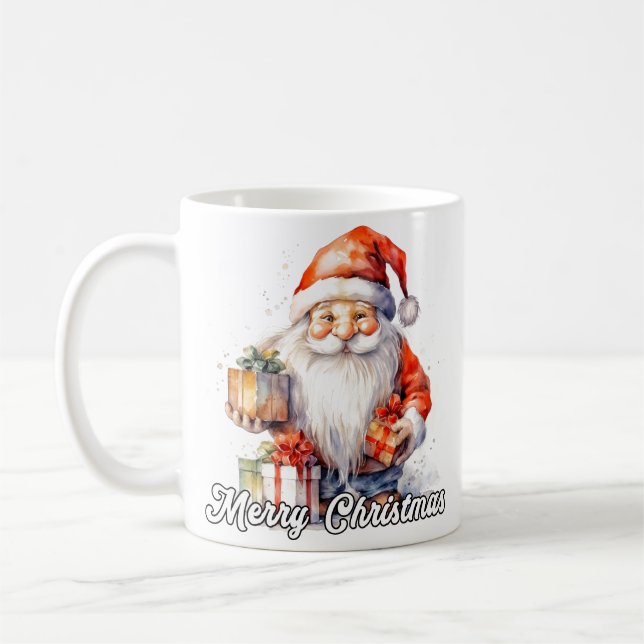 Merry Christmas Jolly Little Santa Claus Coffee Mug (Left)