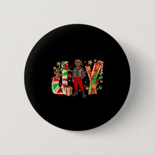 Merry Christmas Joy Afro Black Boy African America 6 Cm Round Badge
