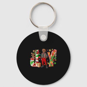 Merry Christmas Joy Afro Black Boy African America Key Ring