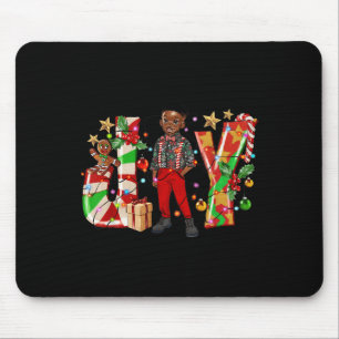 Merry Christmas Joy Afro Black Boy African America Mouse Mat