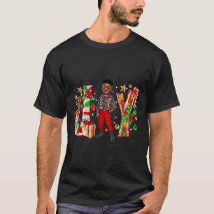 Merry Christmas Joy Afro Black Boy African America T-Shirt