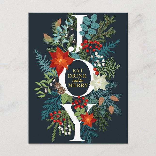 Merry Christmas JOY Corporate Greeting Postcard (Front)