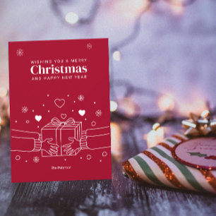 Merry Christmas   Joy of Giving Line Art Greeting Card