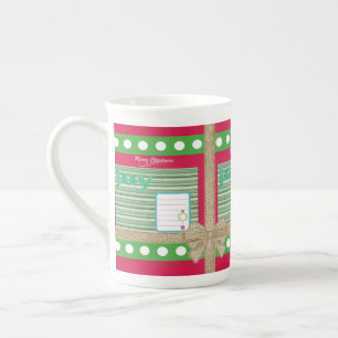 Merry Christmas, Joy Red Bone China Mug