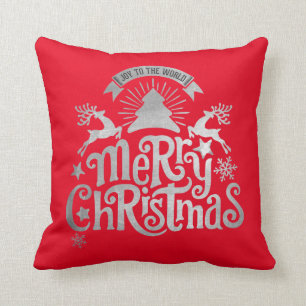 Merry Christmas Joy to the World Holiday Pillow