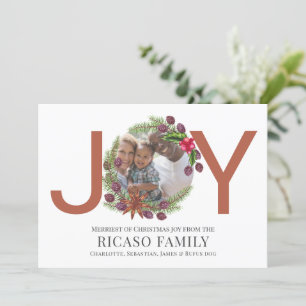 Merry Christmas Joy Wreath Photo Card