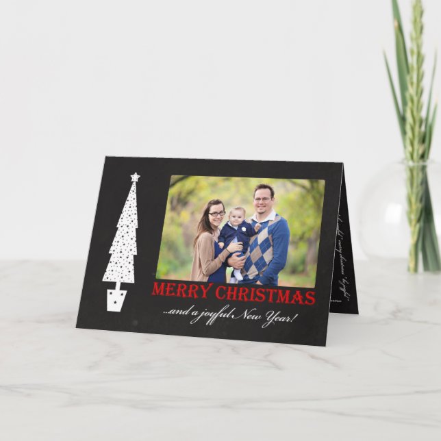 Merry Christmas / Joyful New Year 4 Photo Holiday Card (Front)