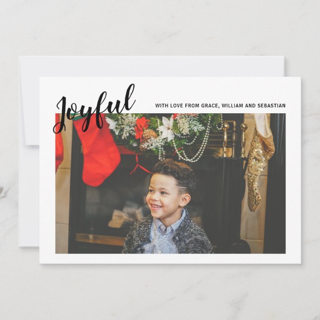 Merry Christmas Joyful Photo Template (Black) (Front)