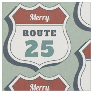 merry christmas july route 25 sign travel vintage fabric
