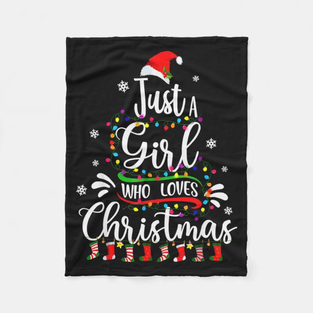 Merry Christmas Just A Girl Who Loves Christmas Tr Fleece Blanket (Front)
