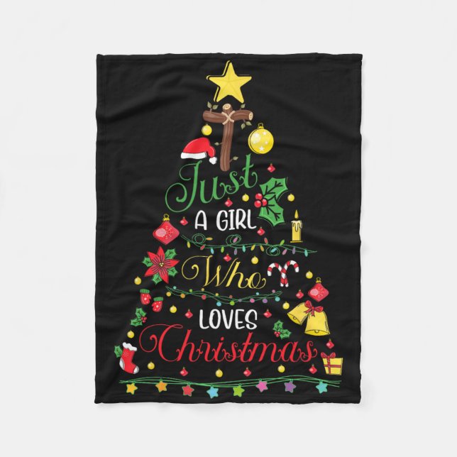 Merry Christmas Just A Girl Who Loves Christmas Tr Fleece Blanket (Front)