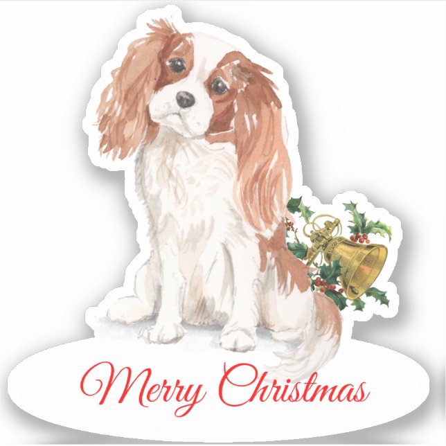 Merry Christmas K Charles Spaniel Custom-Cut Vinyl (Front)