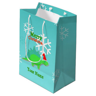 Merry Christmas Kawaii Dinosaur Medium Gift Bag