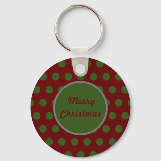 Merry Christmas Keychain (Maroon & Hunter Green) (Front)