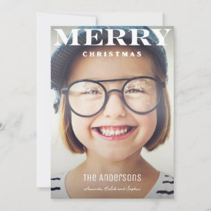 Merry Christmas Kid Photo Simple Full Bleed Holiday Card