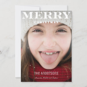 Merry Christmas Kid Photo Simple Full Bleed Holiday Card