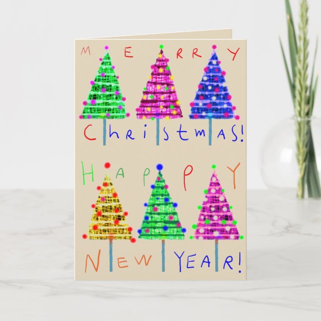 Merry Christmas Kids Art Christmas Cards (Front)