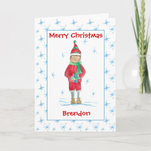 Merry Christmas Kids Holiday Elf Custom Name