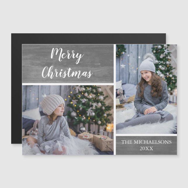 Merry Christmas Kids Photo Magnet (Front/Back)