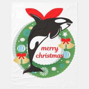 merry christmas killer whale blanket
