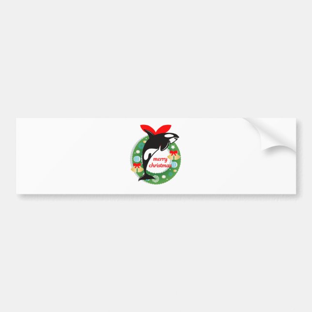 merry christmas killer whale bumper sticker (Front)