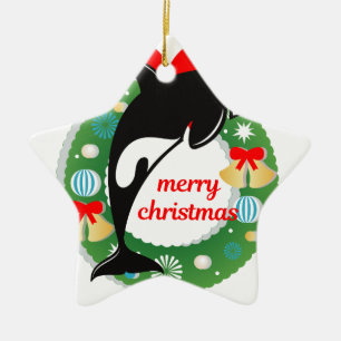 merry christmas killer whale ceramic tree decoration