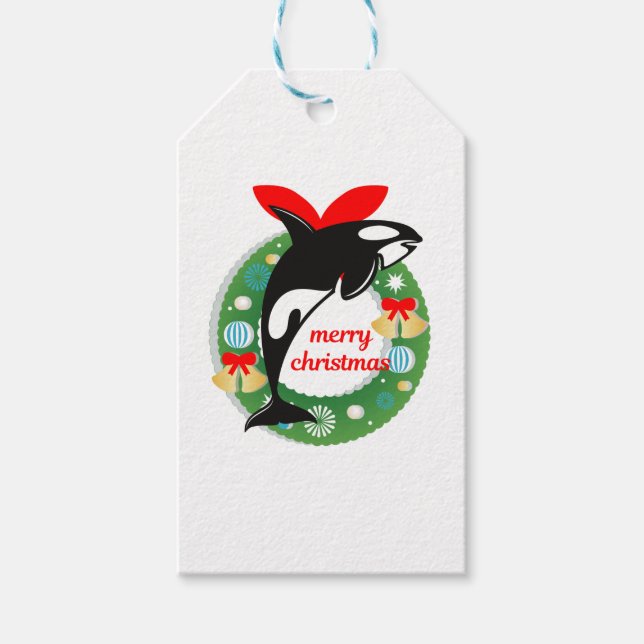 merry christmas killer whale gift tags (Front)