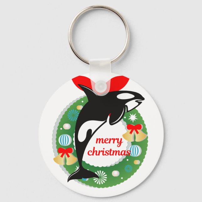 merry christmas killer whale key ring (Front)