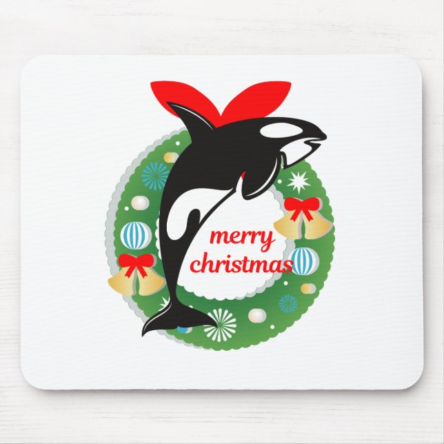 merry christmas killer whale mouse mat (Front)