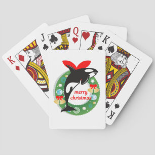 merry christmas killer whale playing cards