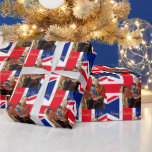 Merry Christmas King Charles III British flag  Wrapping Paper<br><div class="desc">Merry Christmas greeting King Charles III with British flag background.</div>