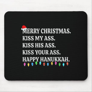 Merry Christmas Kiss My His Your Happy Hanukkah Mouse Mat