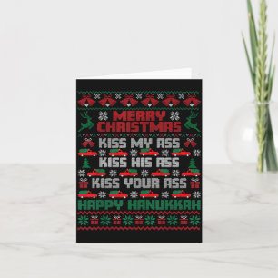 Merry Christmas Kiss My Hiss Your Happy Hanukkah Card