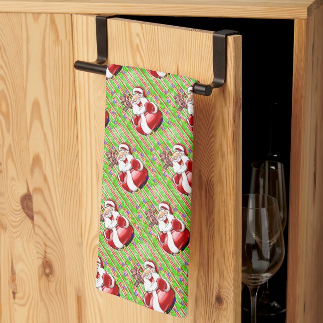 Merry Christmas Kitchen Towels Teddy Bear (Thirds Fold)