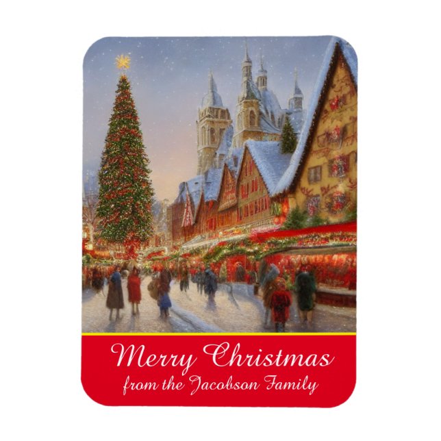 Merry Christmas Kitsch Nostalgic German Market Magnet (Vertical)