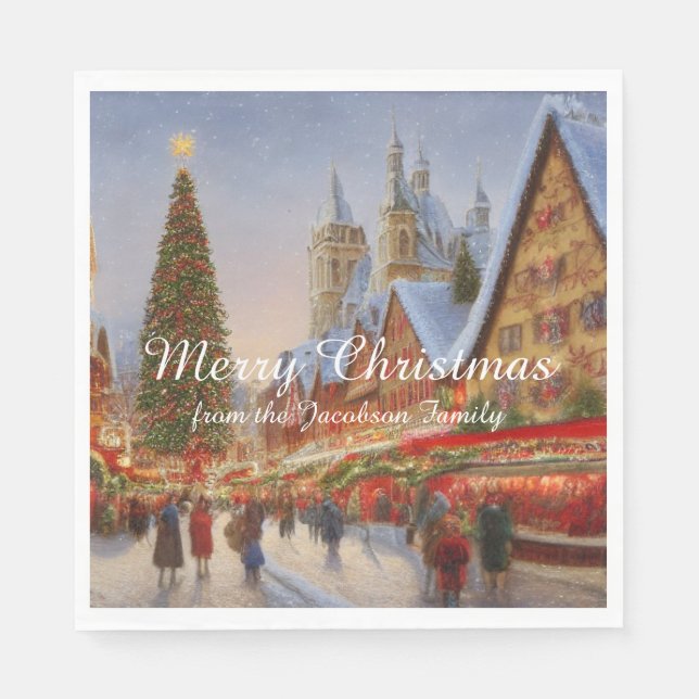 Merry Christmas Kitsch Nostalgic German Market Napkin (Front)