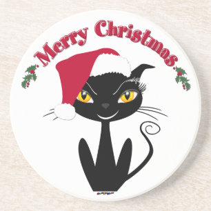 Merry Christmas Kitty Cat Coaster