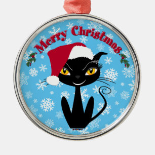 Merry Christmas Kitty Cat Metal Tree Decoration