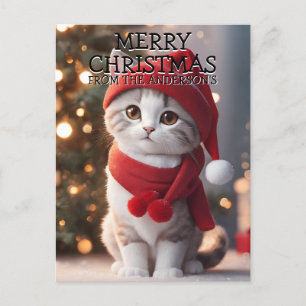 Merry Christmas Kitty Cat Personalised Holiday Postcard