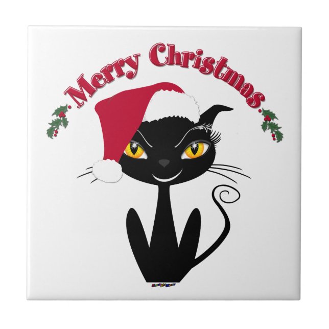 Merry Christmas Kitty Cat Tile (Front)