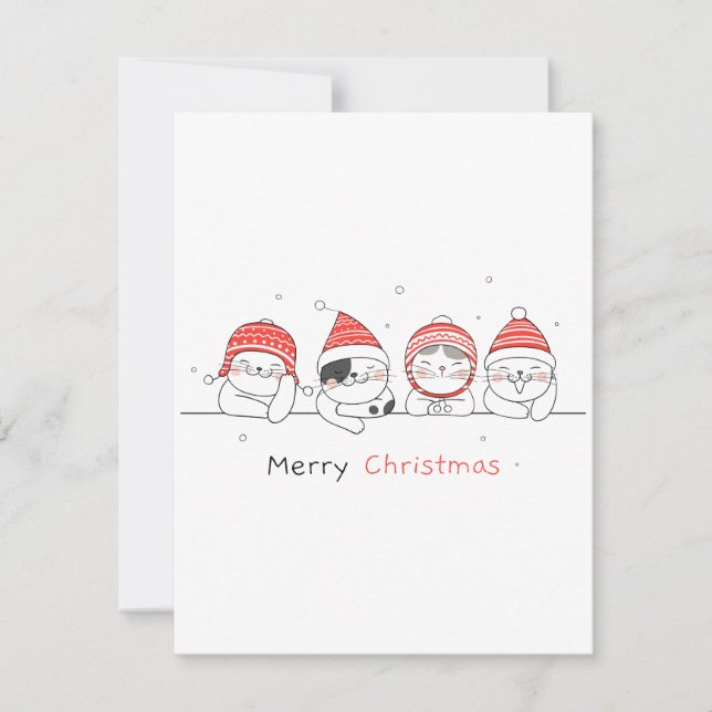 Merry Christmas Kitty friends Holiday Card (Front)