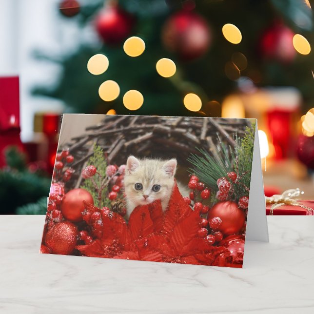 Merry Christmas Kitty Personalise Your Greeting Holiday Card (Creator Uploaded)