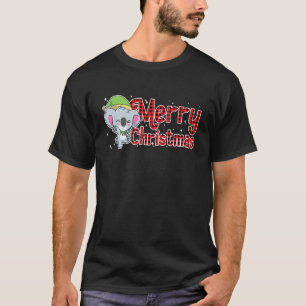 Merry Christmas Koala Elf Bear Red Plaid Xmas For T-Shirt